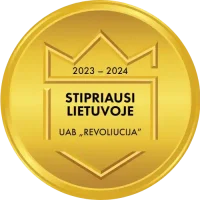 UAB „Revoliucija“ – įvertinta kaip viena patikimiausių įmonių Lietuvoje. Sertifikatas „Stipriausi Lietuvoje 2023–2024-2025“ patvirtina mūsų atsakingą verslo praktiką, finansinį stabilumą ir nepriekaištingą reputaciją. Dėkojame savo klientams už pasitikėjimą – mes ir toliau siekiame aukščiausios kokybės ir profesionalumo kiekviename žingsnyje.